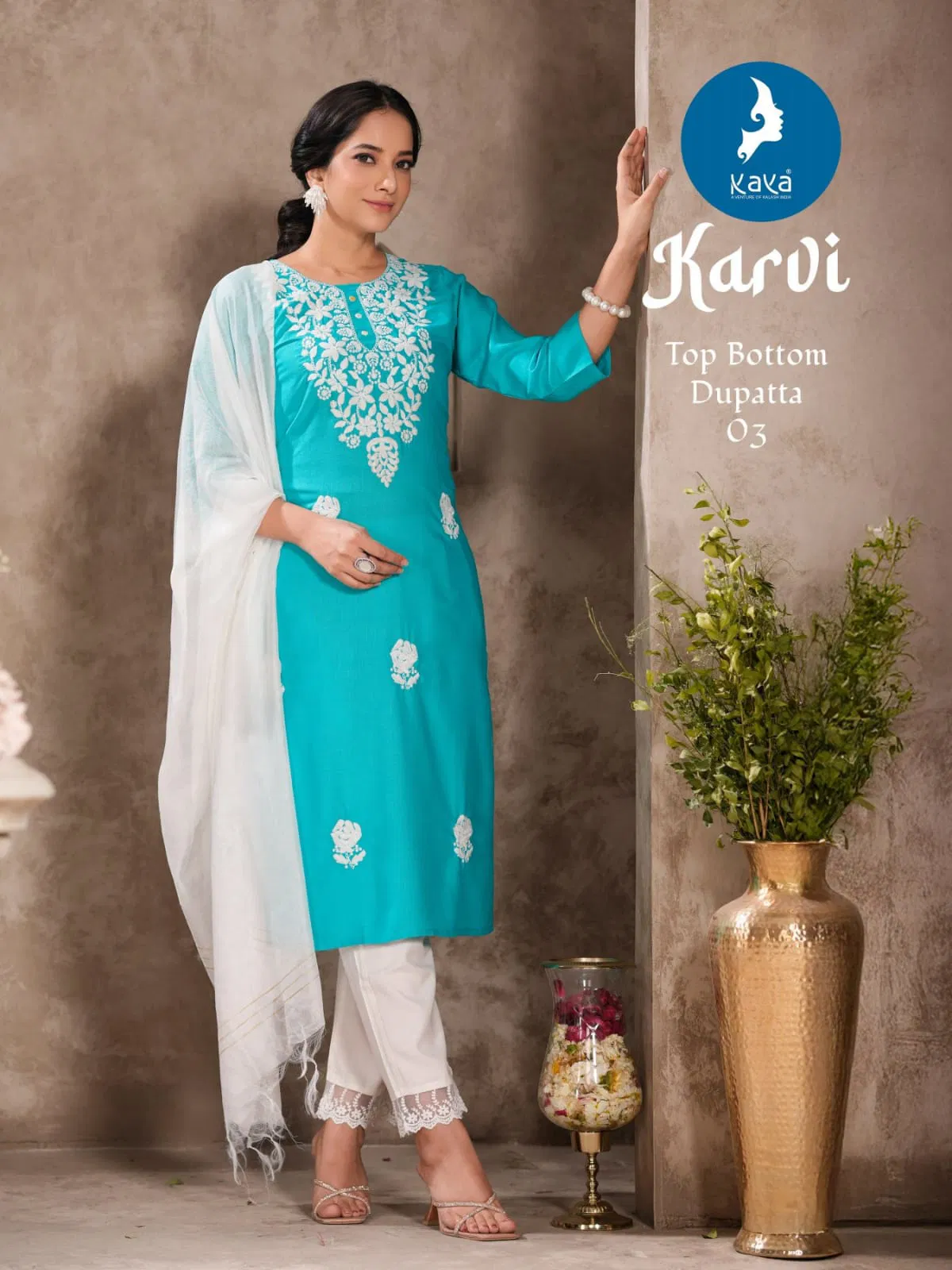 Karvi By Kaya Rayon Wholesale Kurti With Bottom Dupatta Suppliers In Mumbai